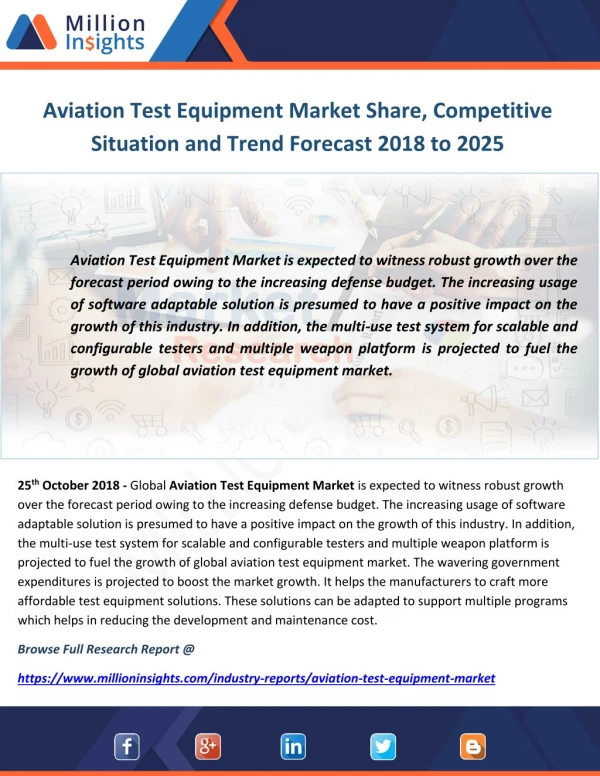 Aviation Test Equipment Market Share, Competitive Situation and Trend Forecast 2018 to 2025