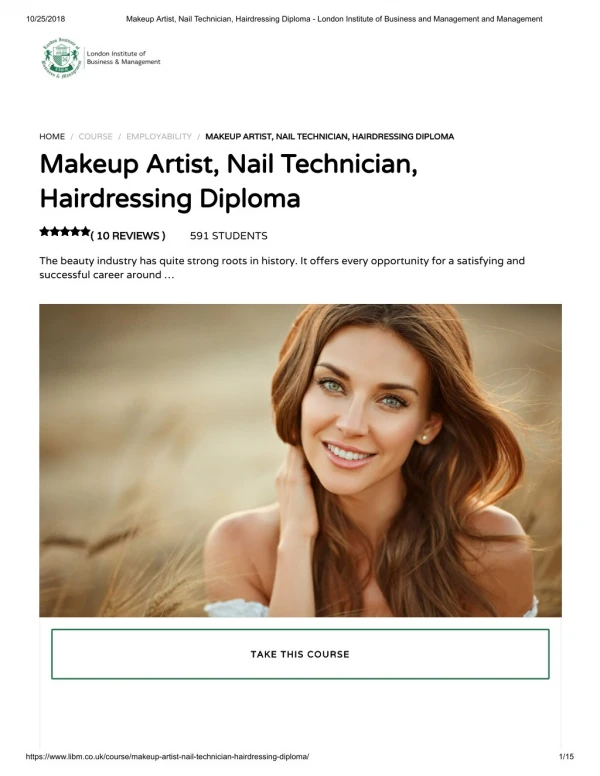 Makeup Artist, Nail Technician, Hairdressing Diploma - LIBM
