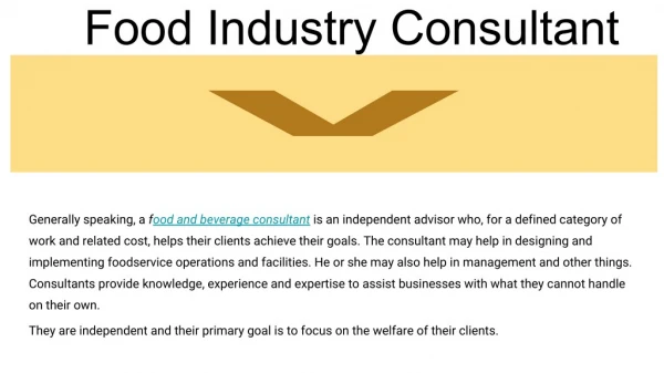 food manufacturing consultants