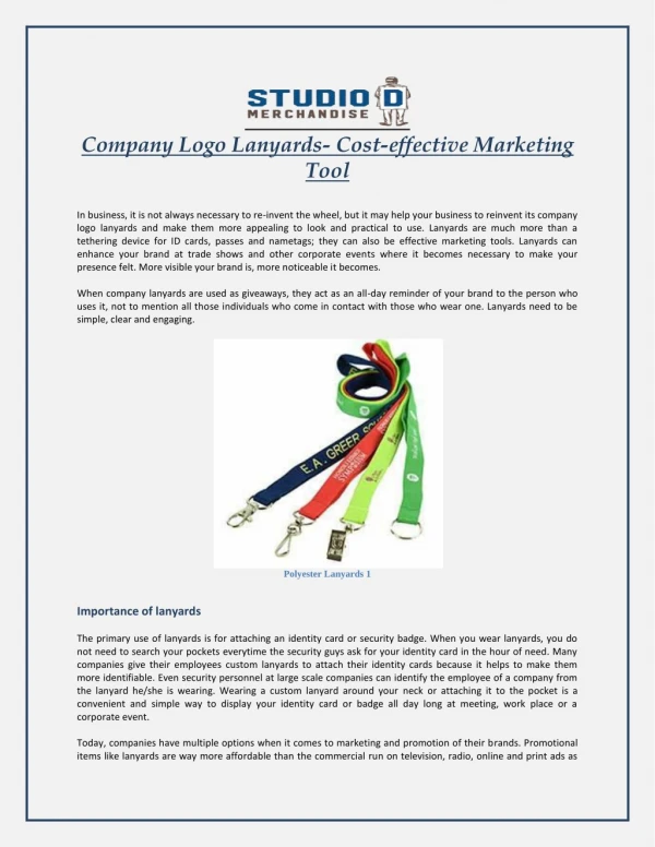 Company Logo Lanyards- Cost-effective Marketing Tool