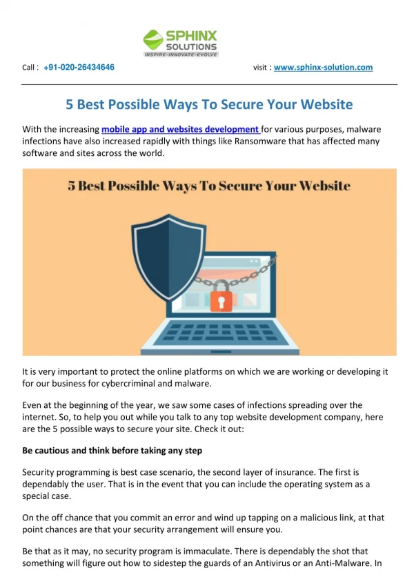 5 Best Possible Ways To Secure Your Website