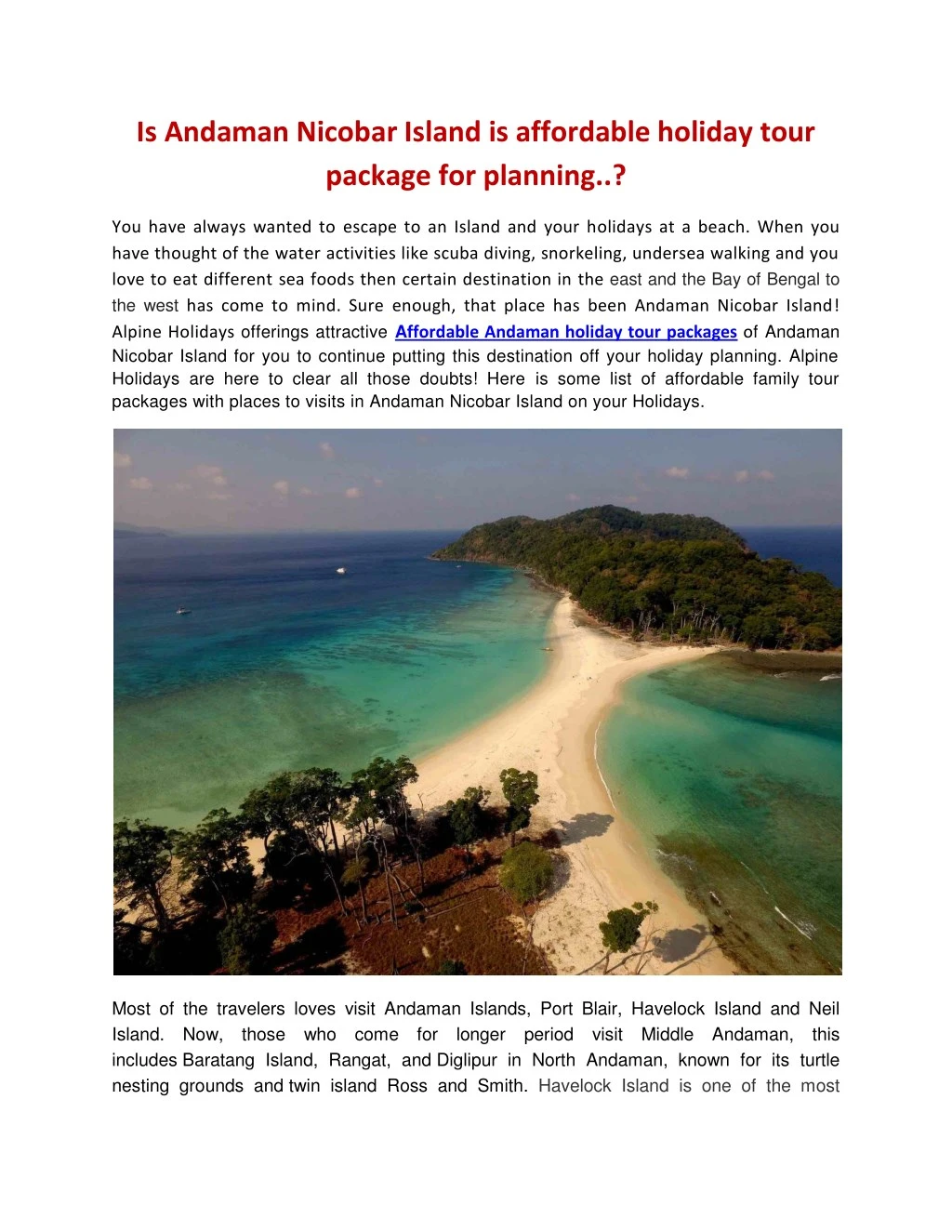 is andaman nicobar island is affordable holiday