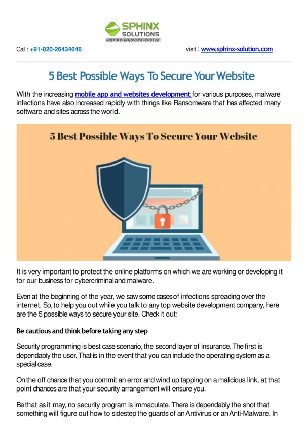 5 Best Possible Ways To Secure Your Website