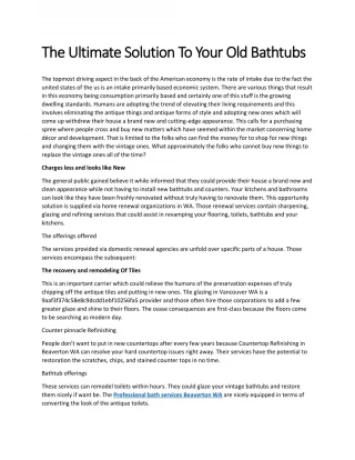 The Ultimate Solution To Your Old Bathtubs - slide 1