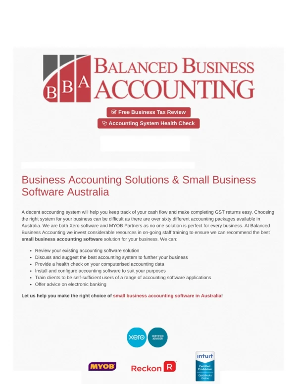 Business Accounting Solutions & Small Business Software Australia