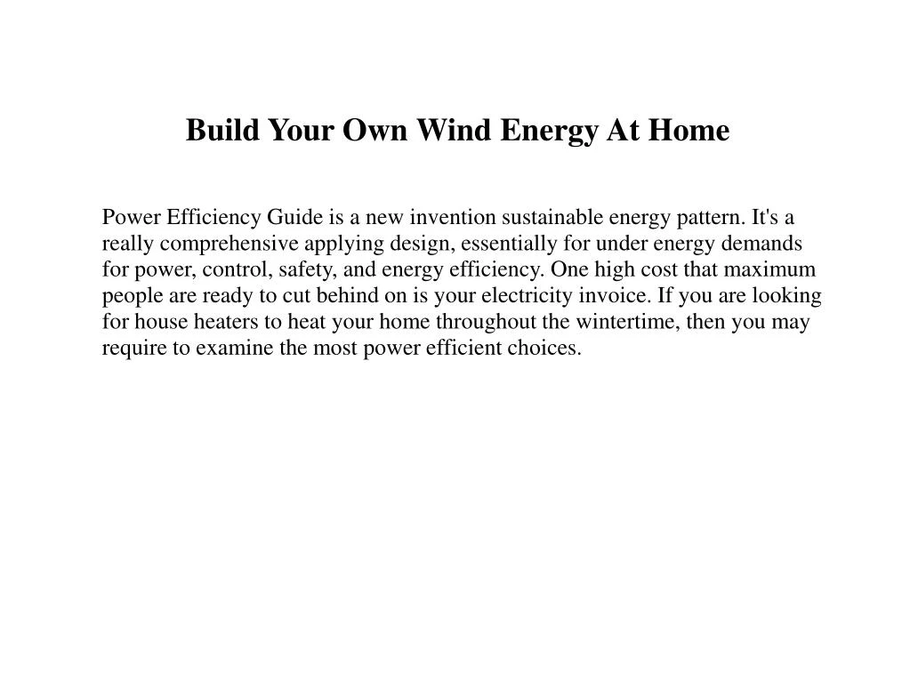 build your own wind energy at home