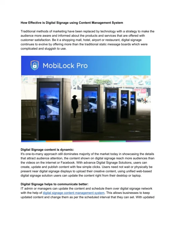 How Effective is Digital Signage using Content Management System