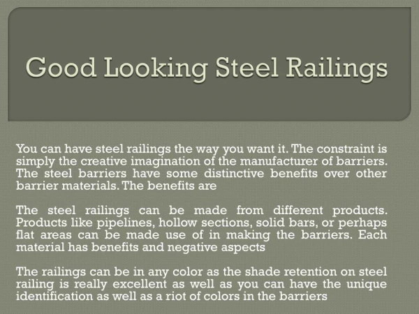 Good Looking Steel Railings