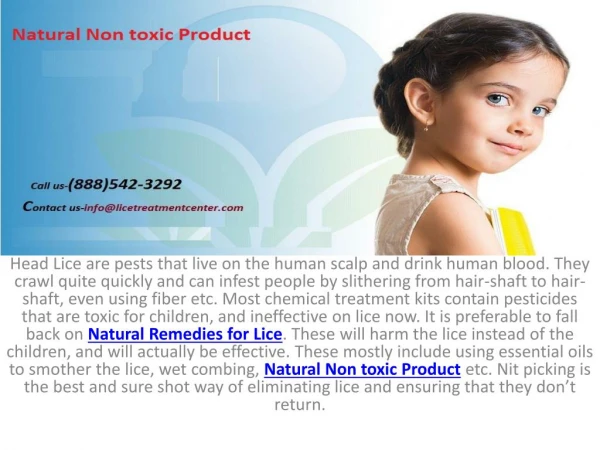 Natural Non toxic Product !freedom from lice in US