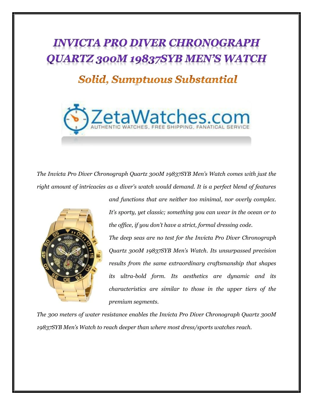 the invicta pro diver chronograph quartz 300m