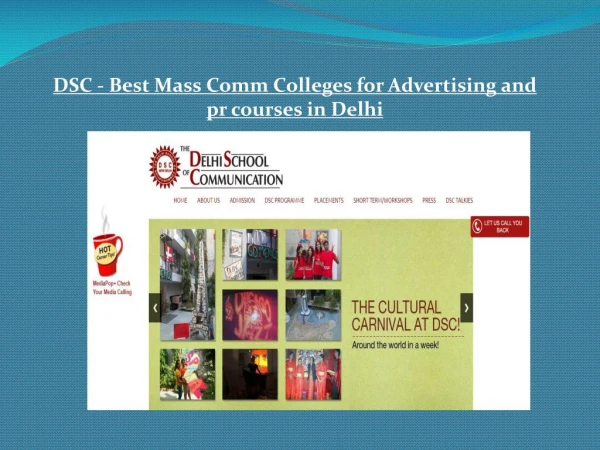 DSC - Best Mass Comm Colleges for Advertising and pr courses in Delhi
