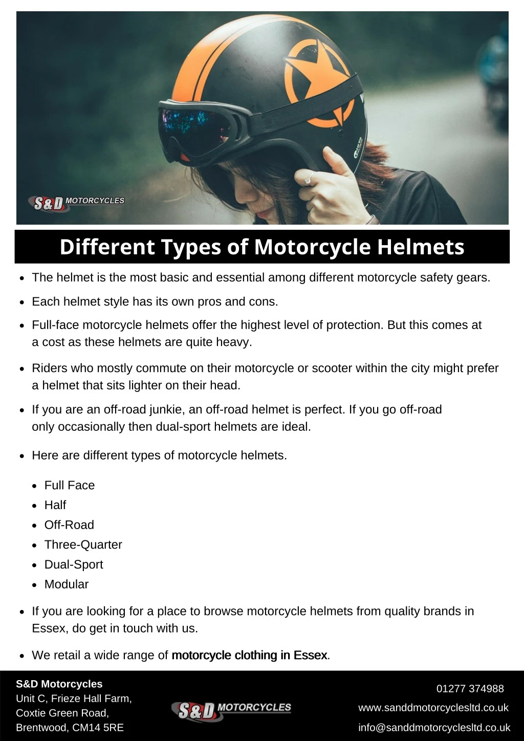 different types of motorcycle helmets
