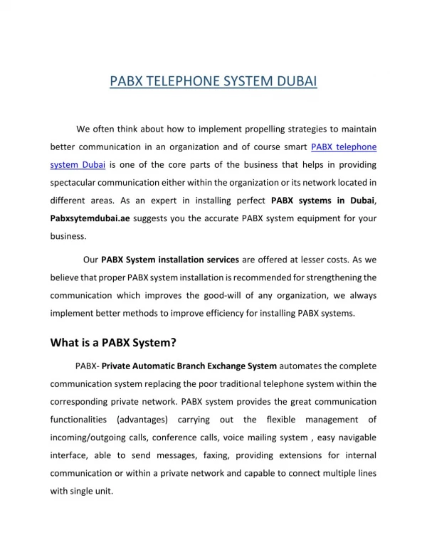 Best PABX Telephone System Dubai | Techno edge systems