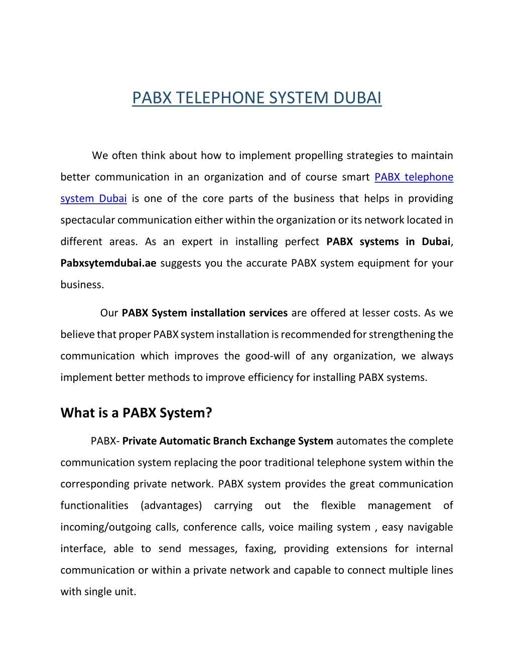 pabx telephone system dubai