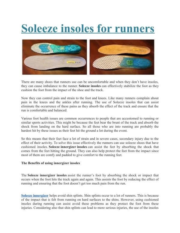 Soleeze insoles for runners