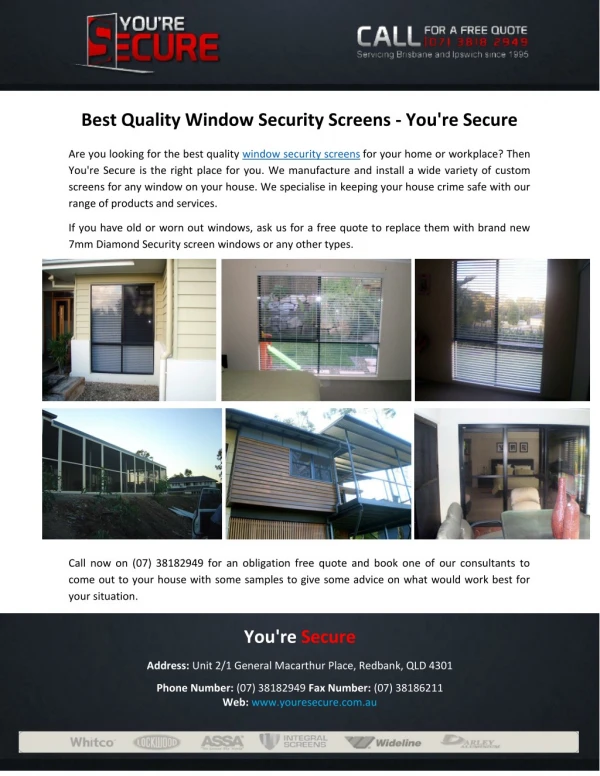 Best Quality Window Security Screens - You're Secure