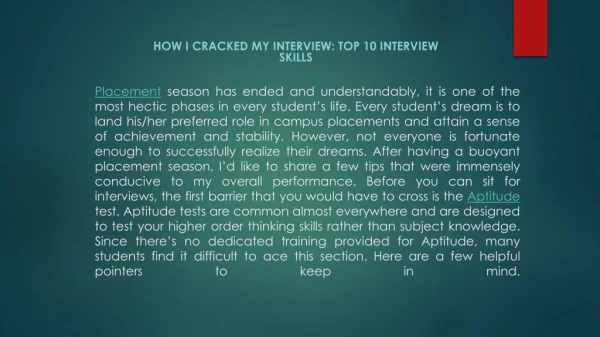 Top 10 Interview skills