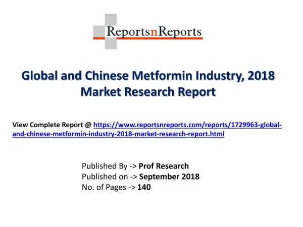Global Metformin Industry with a focus on the Chinese Market
