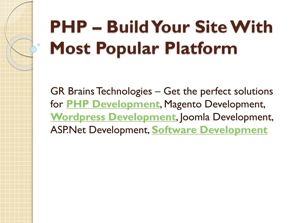 php build your site with most popular platform