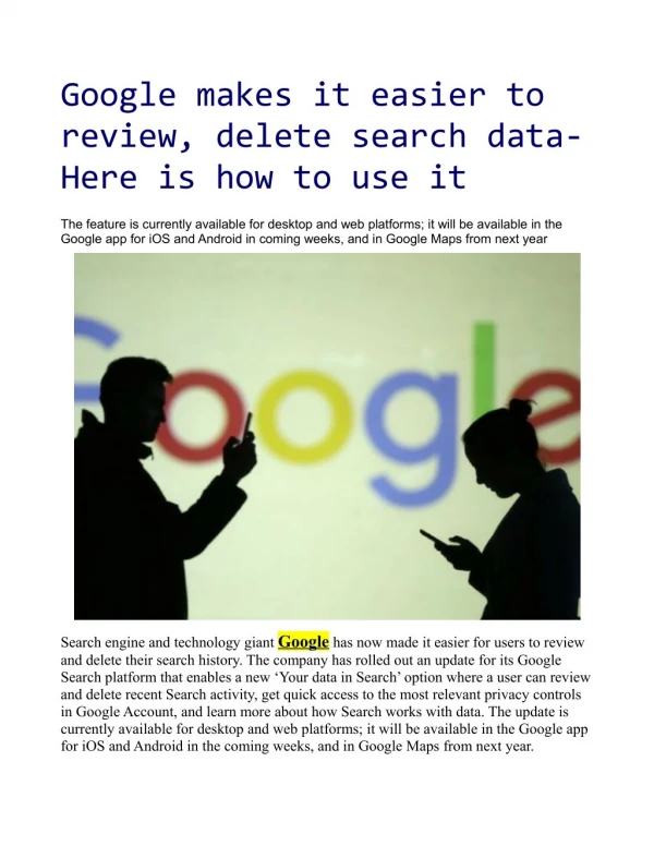 Google makes it easier to review, delete search data: Here is how to use it