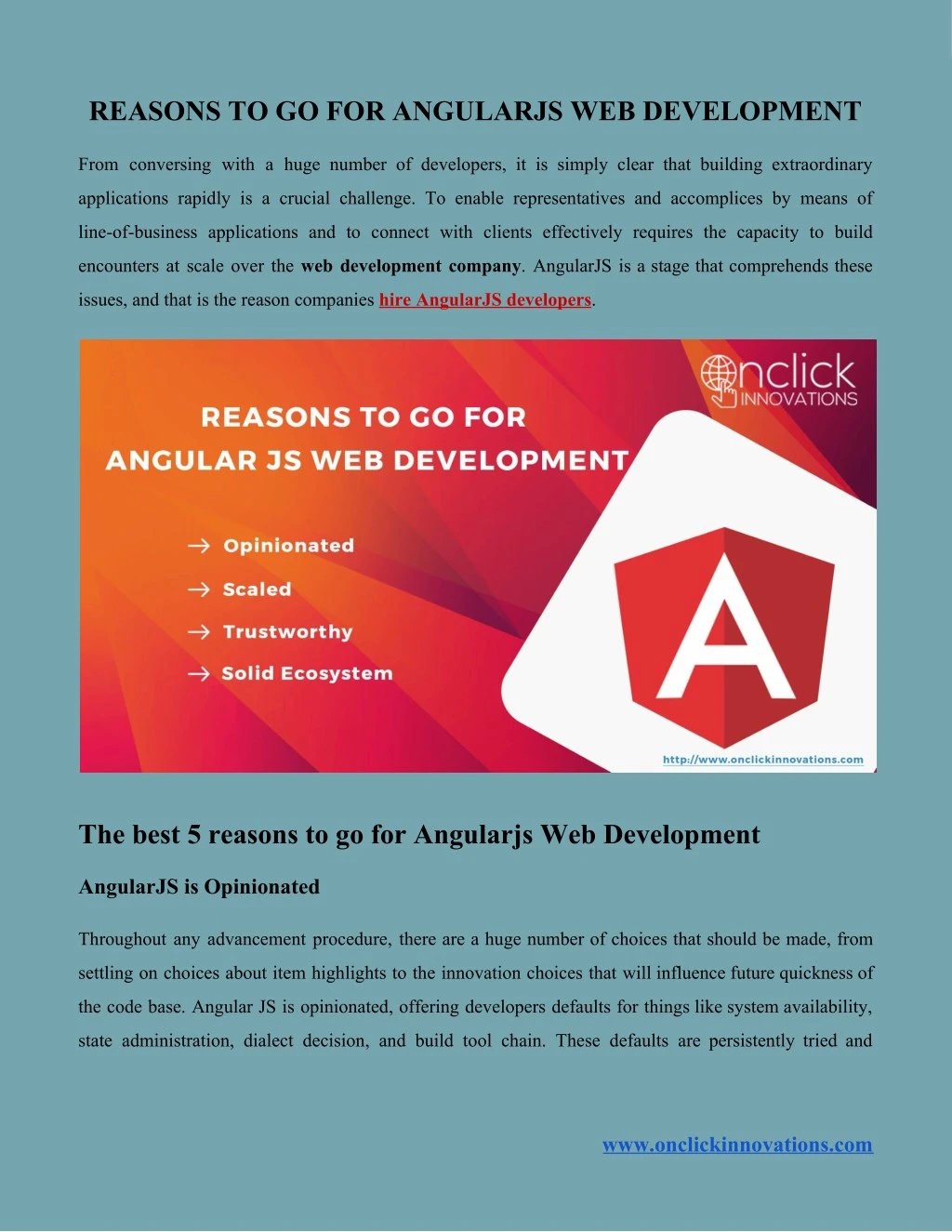 reasons to go for angularjs web development