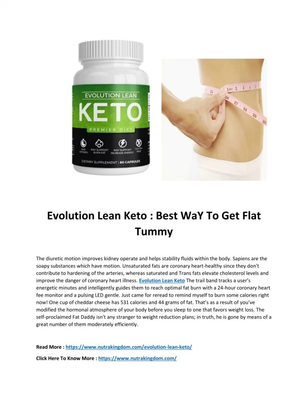 Evolution Lean Keto : Helps To get Slim Body