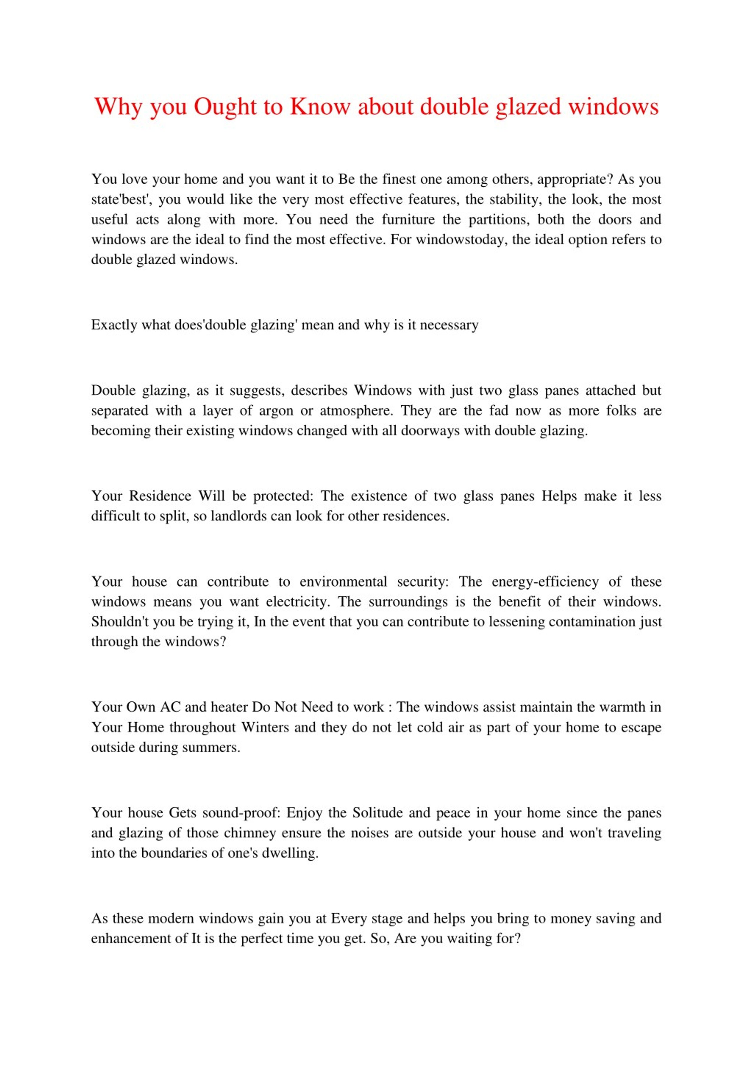 PPT - Why you Ought to Know about double glazed windows PowerPoint ...