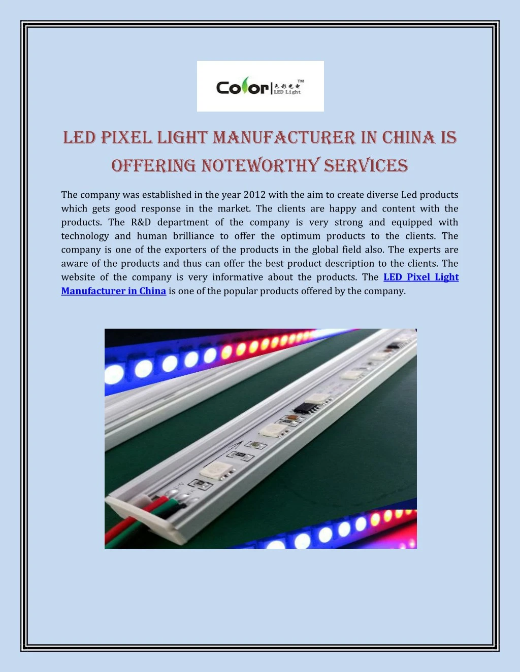 led pixel light manufacturer in china is offering