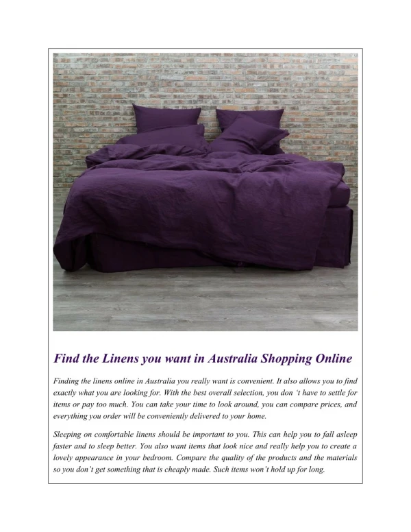 Find the Linens you want in Australia Shopping Online