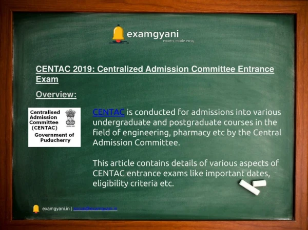 CENTAC 2019: Application Form, Important Dates, Counselling, Result