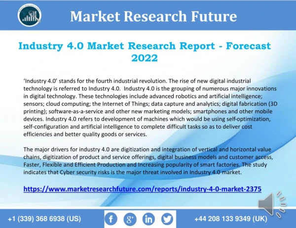 Industry 4.0 Market 2018-2022 - Sales Revenue, Grow Pricing and Industry Growth Analysis