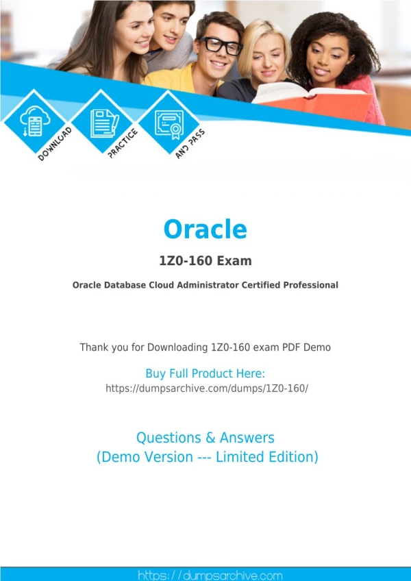 [Latest] Oracle 1Z0-160 Dumps PDF By DumpsArchive Latest 1Z0-160 Questions