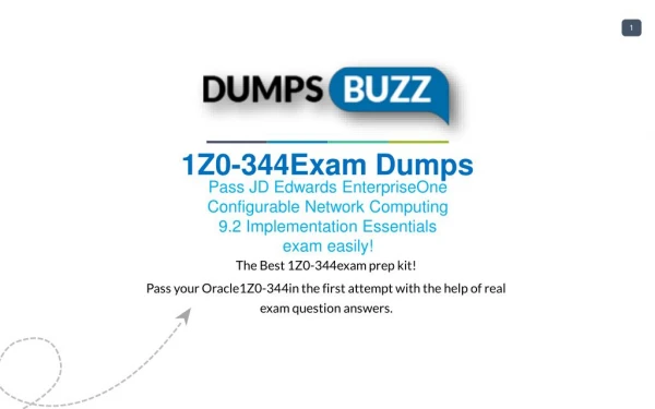 Prompt Purchase 1Z0-344 PDF VCE Exam Dumps