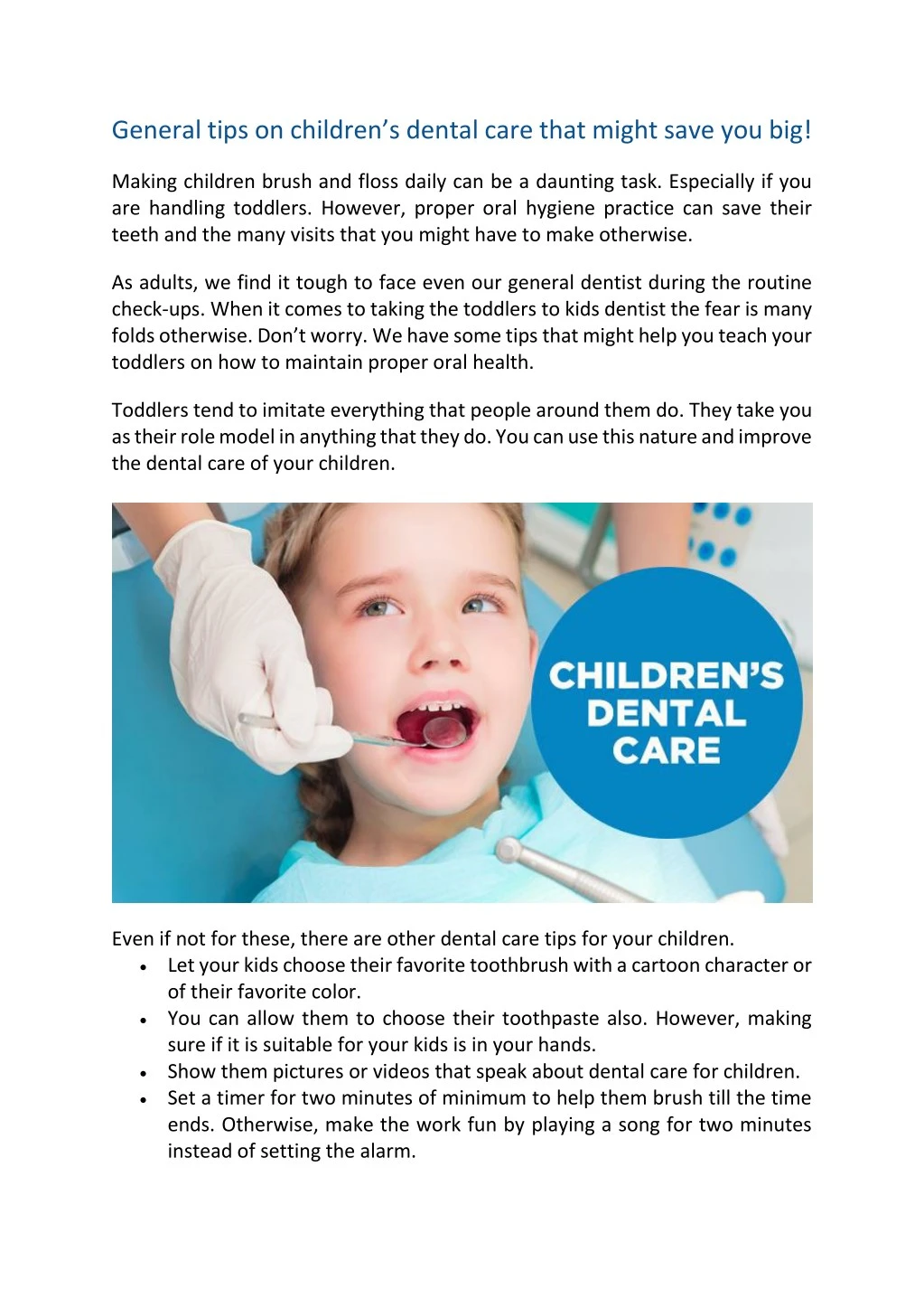 general tips on children s dental care that might