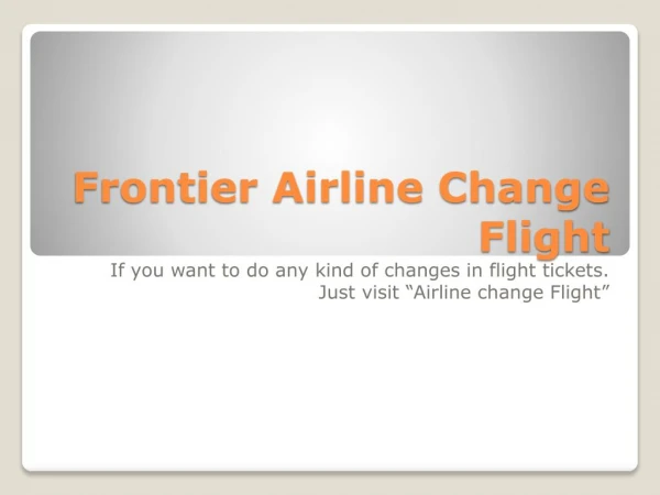 Frontier Airlines Change Flight