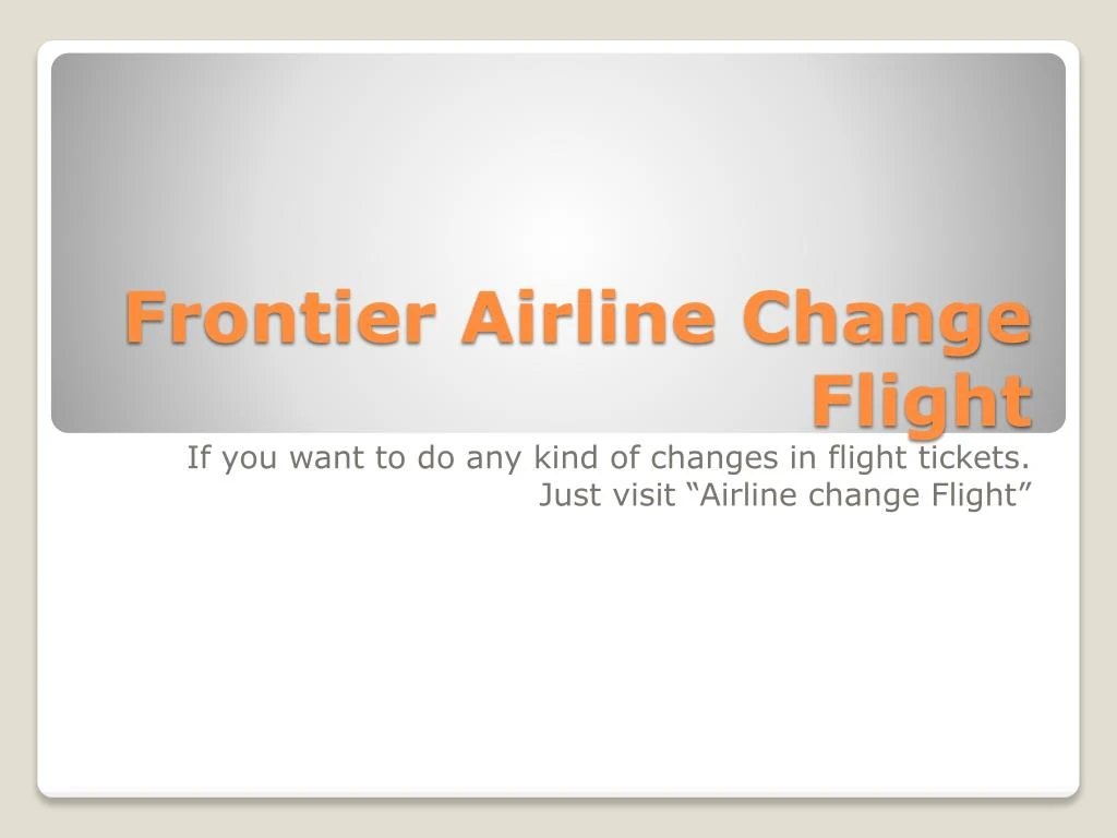 frontier airline change flight
