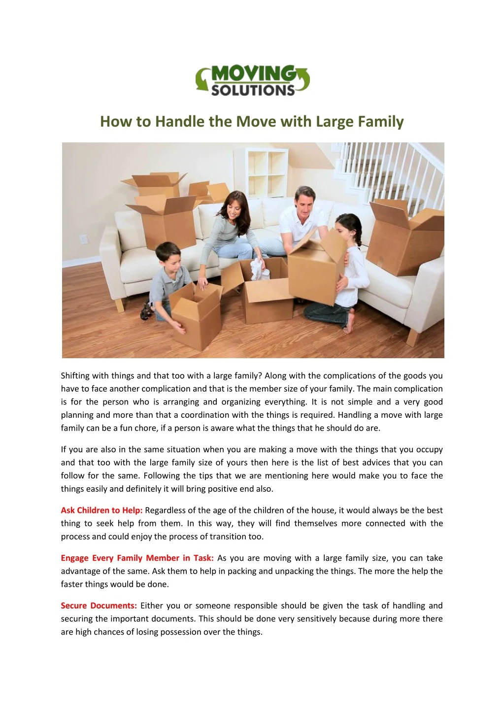 how to handle the move with large family