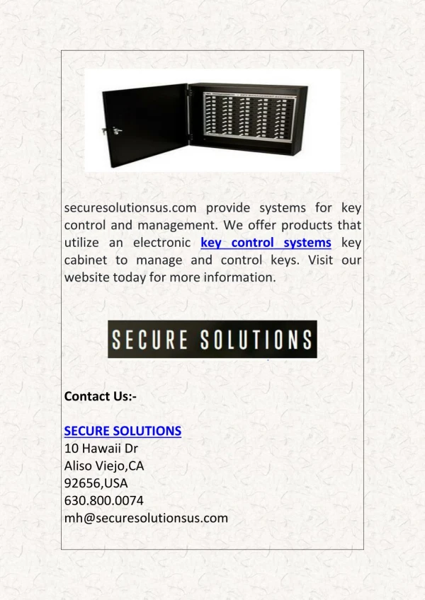 Key Control Systems | Securesolutionsus.com