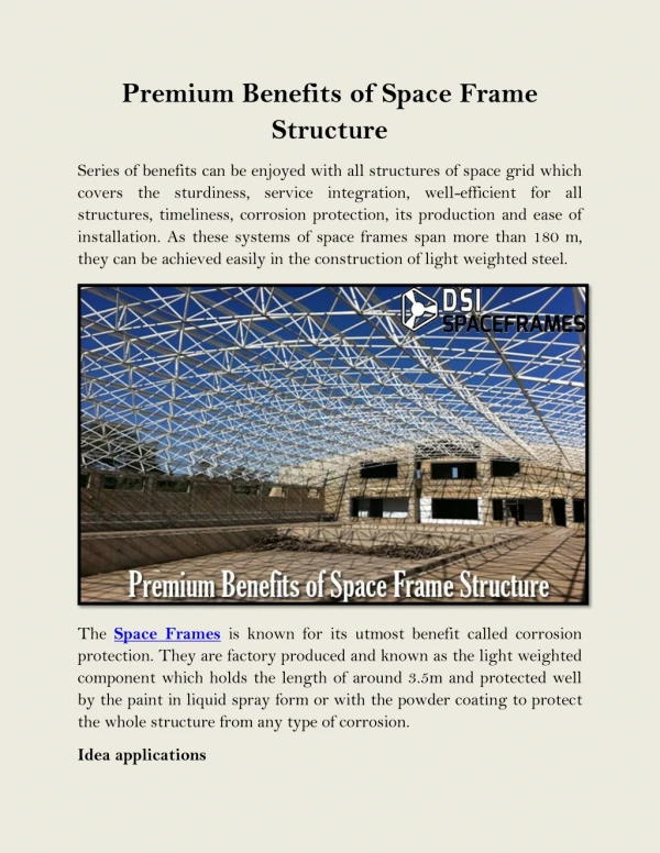 Premium Benefits of Space Frame Structure