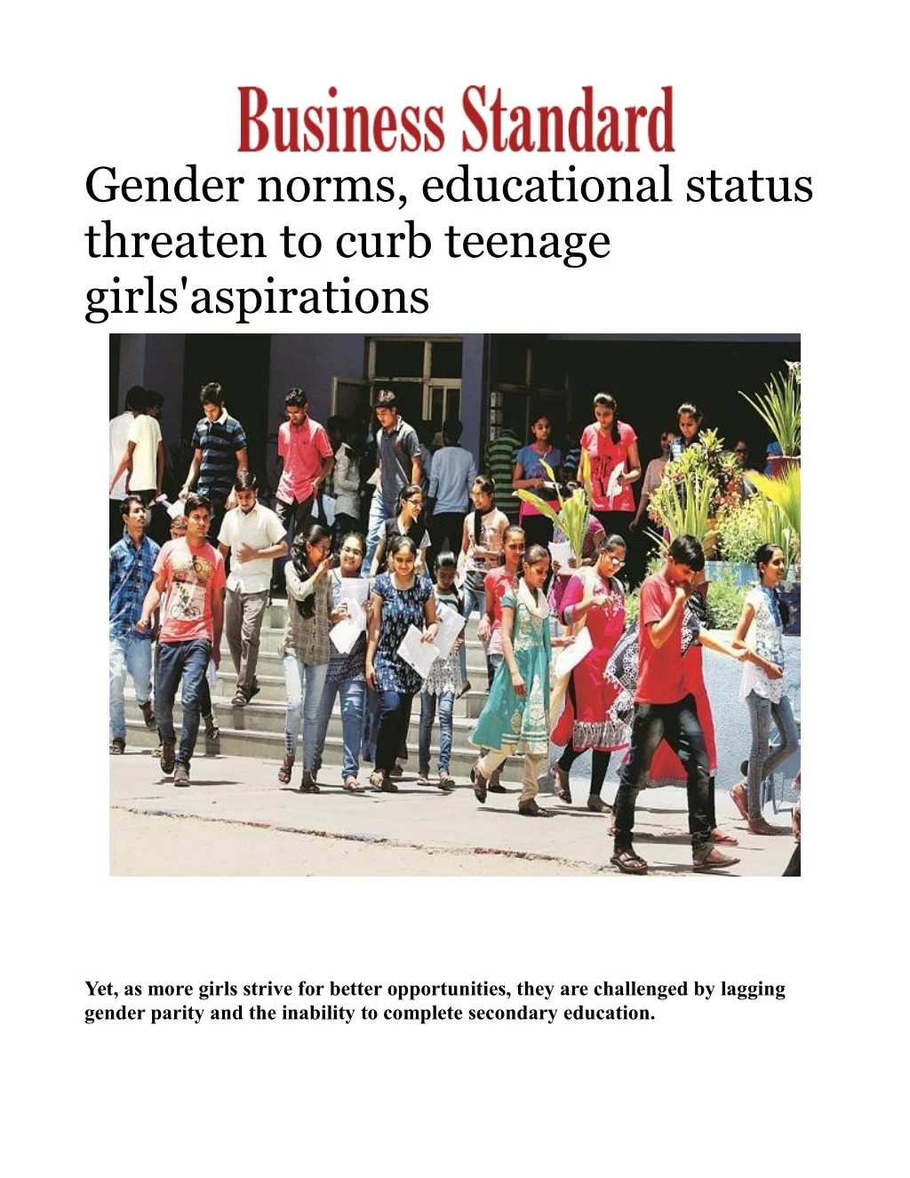 gender norms educational status threaten to curb