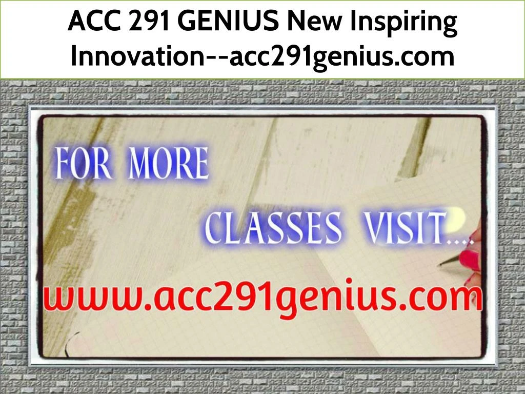 acc 291 genius new inspiring innovation