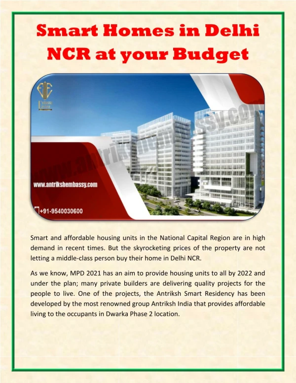Smart Homes in Delhi NCR at your Budget