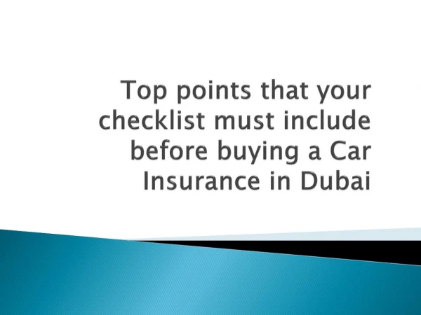Car Insurance Checklist