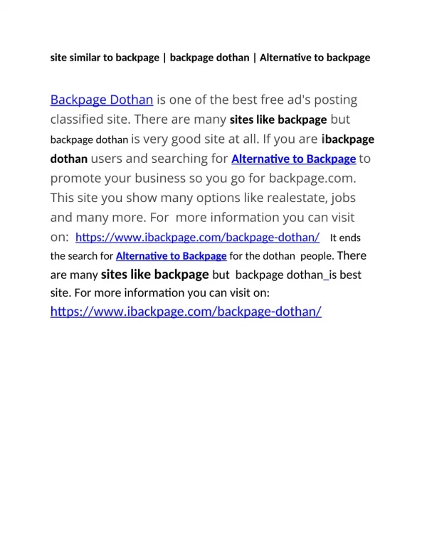 site similar to backpage | backpage dothan | Alternative to backpage
