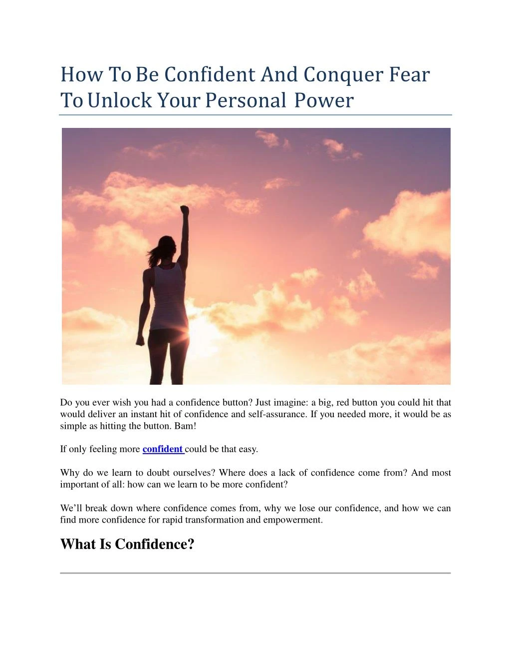 how to be confident and conquer fear to unlock your personal power