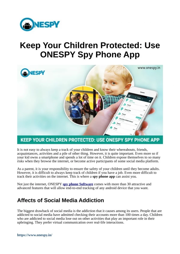 Keep Your Children Protected: Use ONESPY Spy Phone App