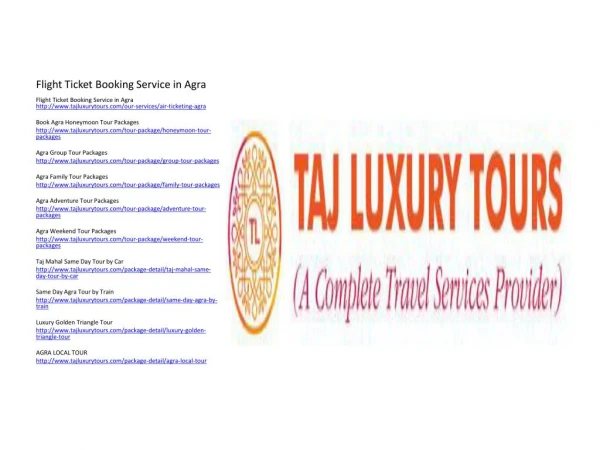 Flight Ticket Booking Service in Agra