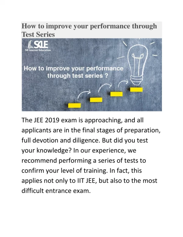 How to improve your performance through Test Series ? | SK Learner Education