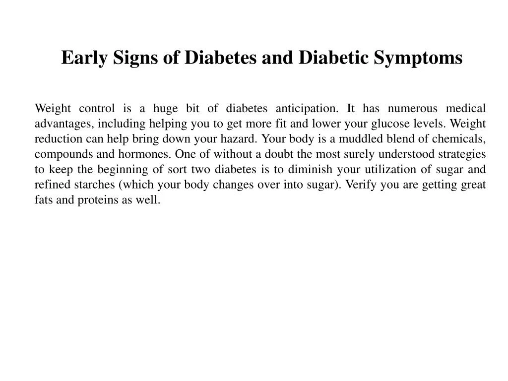 early signs of diabetes and diabetic symptoms