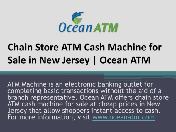 Chain Store ATM Cash Machine for Sale in New Jersey | Ocean ATM